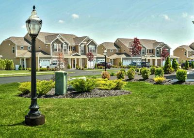 landscaped street view of canterbury condos