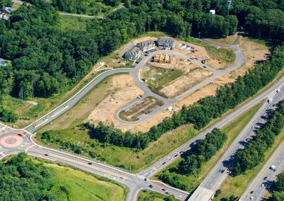 close up aerial of victorian landings at exit 11