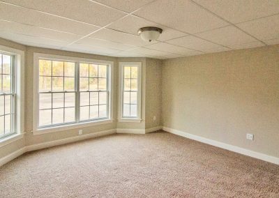 finished basement with bay window