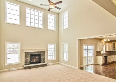 carpeted two story family room