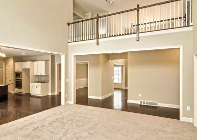 two story room with balcony