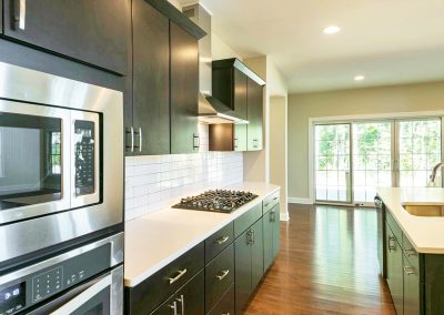 dark cabinets with light countertops