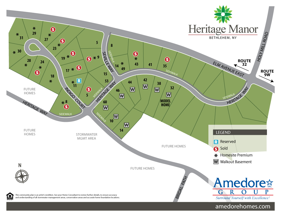 HTM-Community-Map site map of single family home sites at heritage manor in the town of bethlehem new york