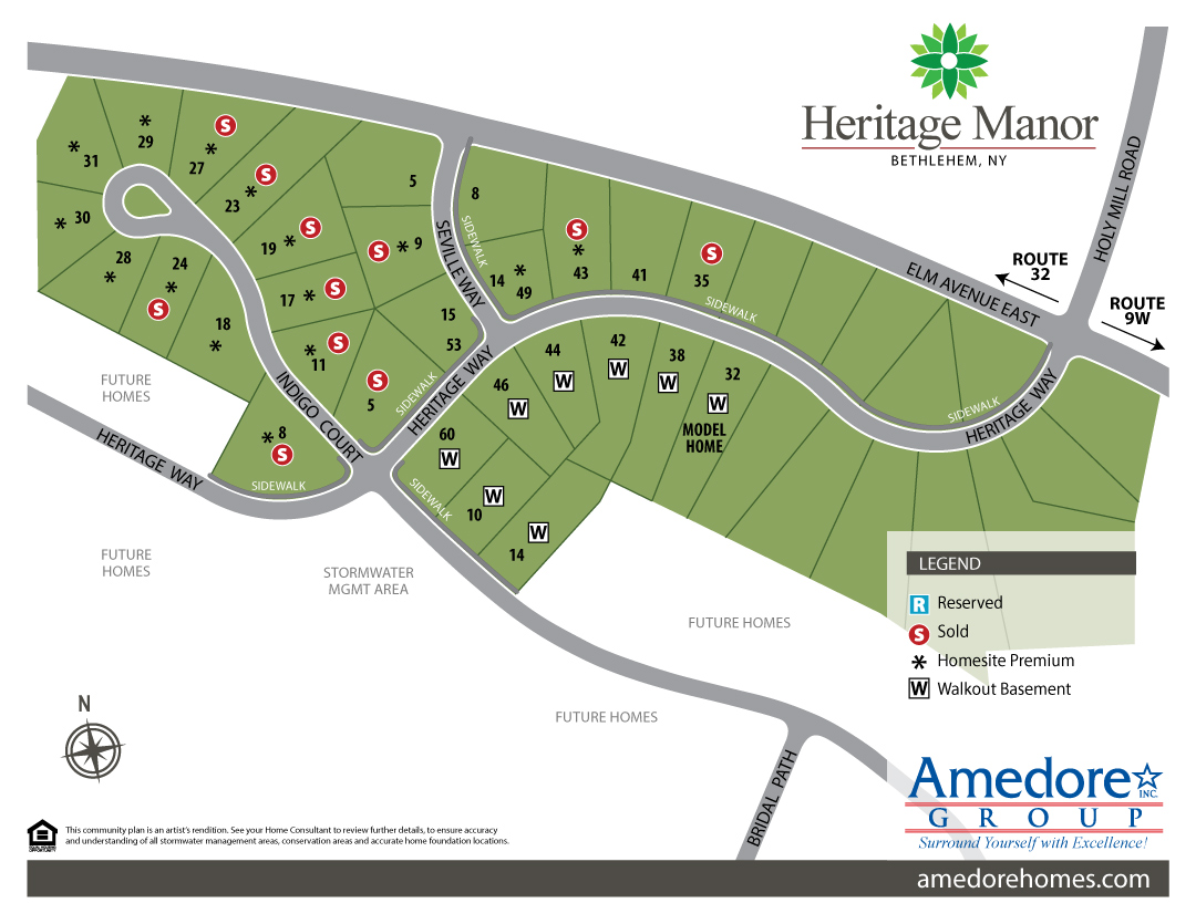 HTM-Community-Map site map of single family home sites at heritage manor in the town of bethlehem new york