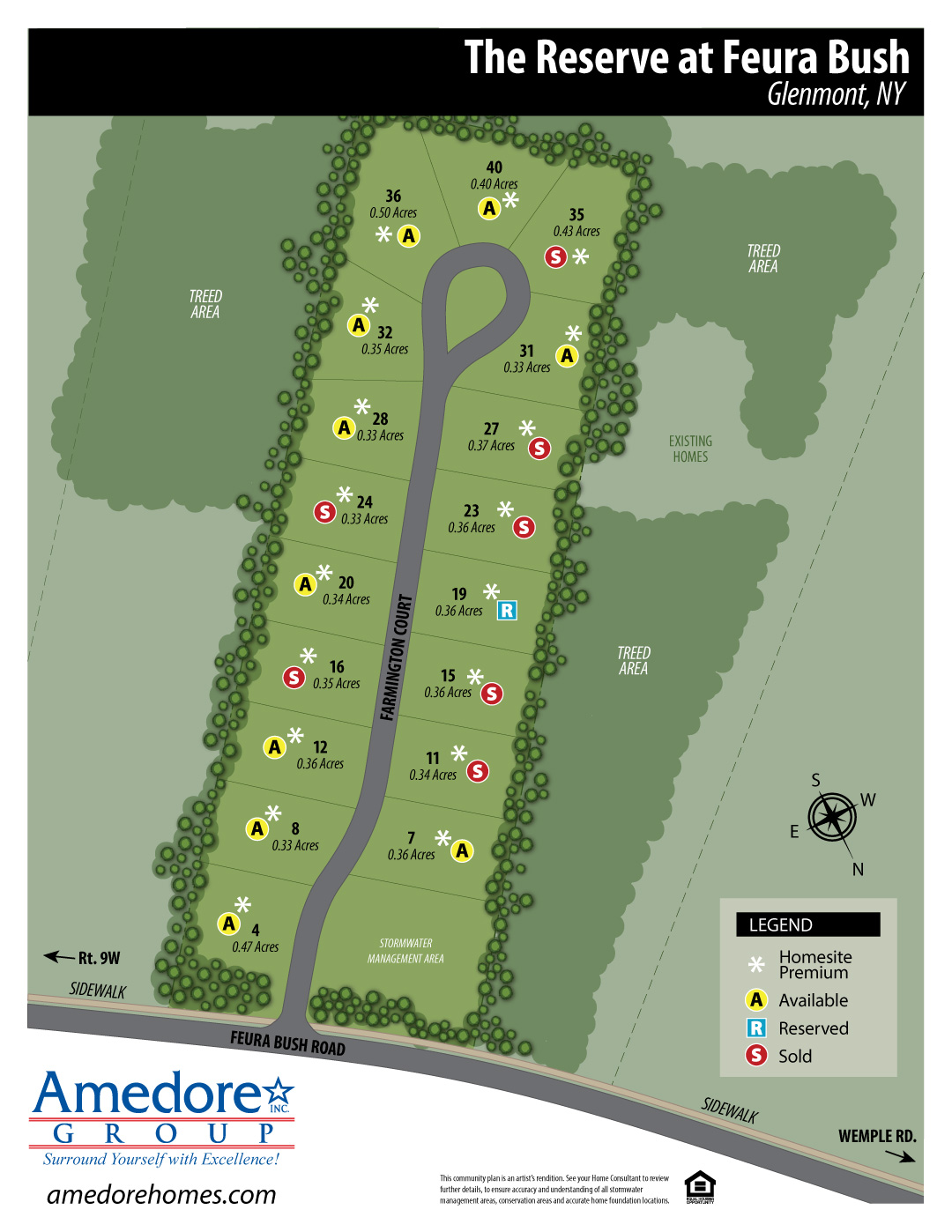 site map of single family home sites at heritage manor in the town of bethlehem new york